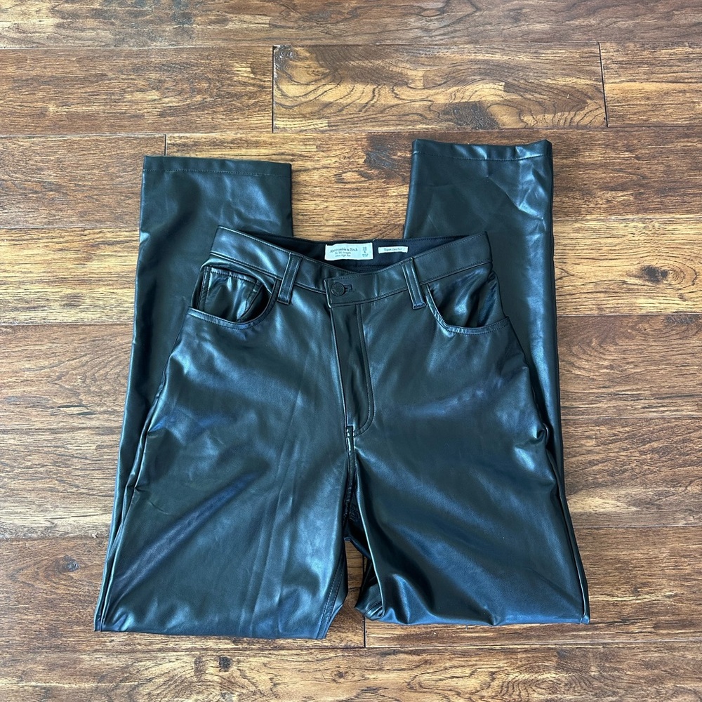 Abercrombie & Fitch Black Vegan Leather Trousers